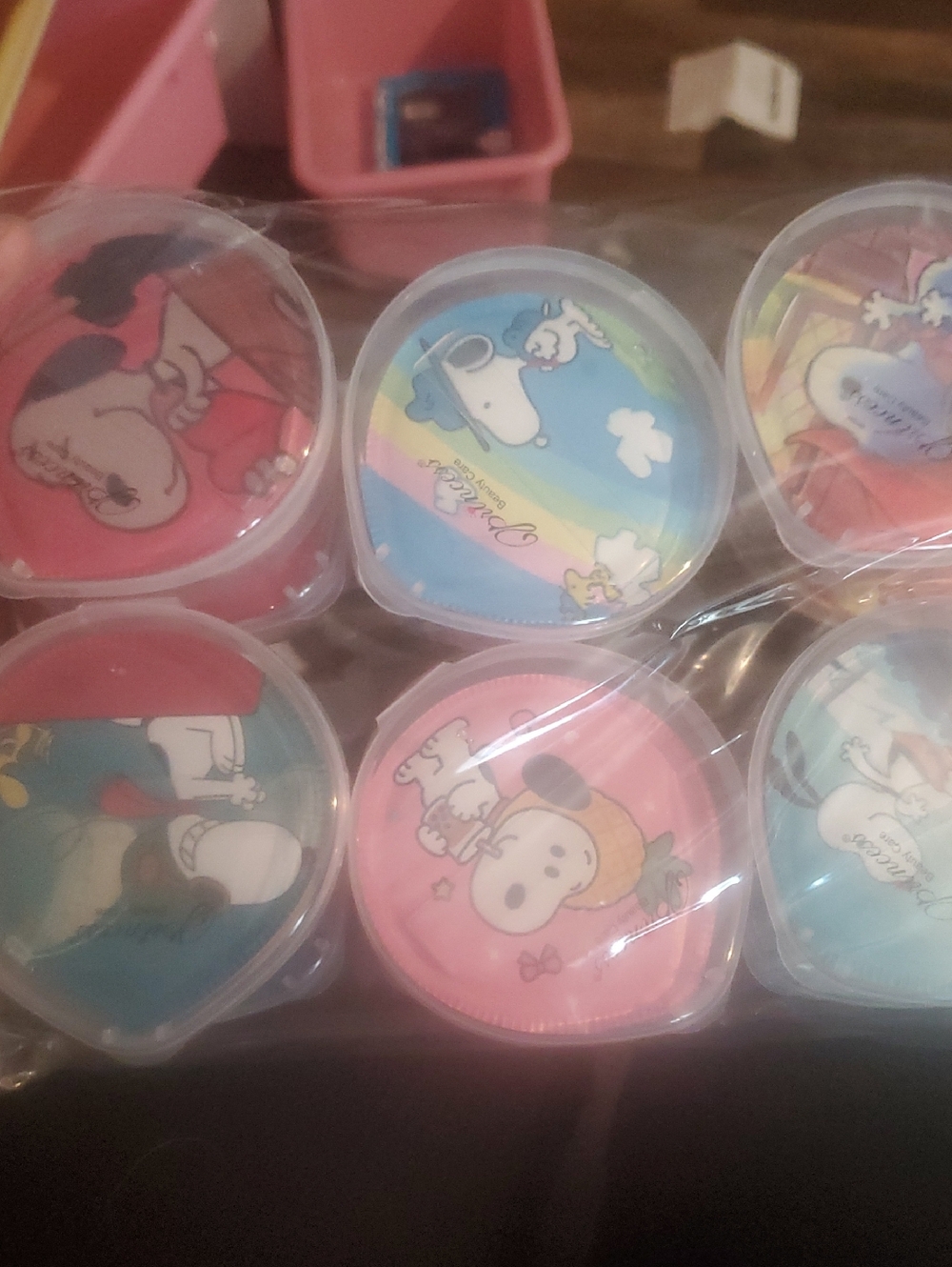 Snoopy Mini Containers - Assorted Pastel Pink & Blue Lids